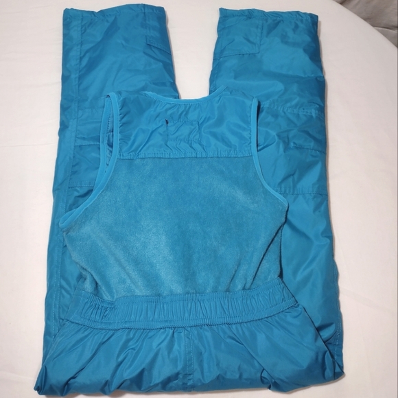 Stevies Aqua Blue Fleece Upper Overall Snow Bibs Ski Pants - Picture 4 of 13